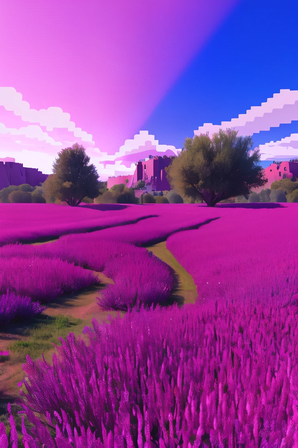 Pixel art　null　landscape　pink　purple