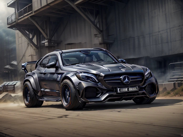 Mercedes,GLK high quality, ,(LB-Works Full Version: walk)、(86 Gas Turbine)、(drift)、Sponsor logo、future、Racing Specifications、(Gorgeous design)、Live Recording、detail、Deep Edge、Wide tires、Track、Turn on the light, A perfect masterpiece, Low resolution, hdr render, Made with photoshop