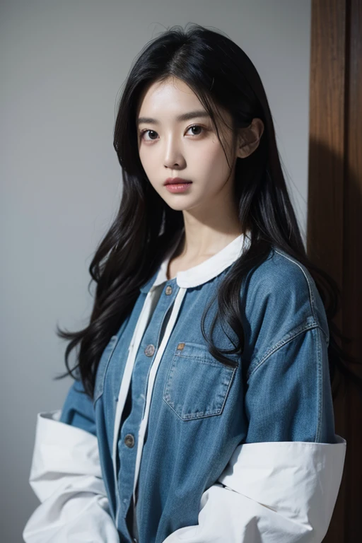 ((highest quality)), ((masterpiece)), (Familiar), Perfect Face、Black Hair、40 years old、Cool Beauty、Brightly colored clothes、Expressionless、outside