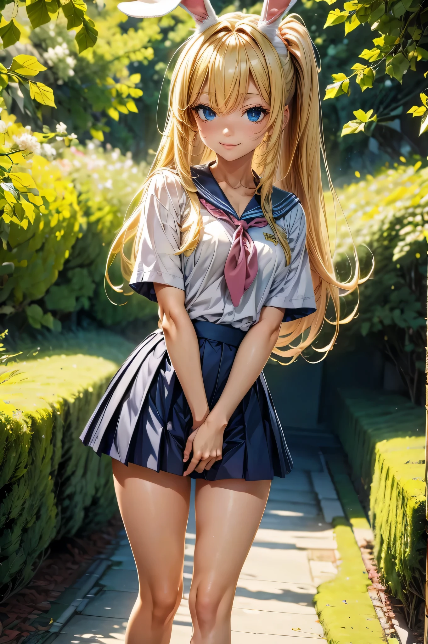 anime girl with long hair and bunny ears posing in the woods, beautiful anime girl, blonde anime girl with long hair, anime style 4 k, 4k anime wallpaper, ultrarealistic sweet bunny girl, anime wallpaper 4k, anime wallpaper 4 k, cute anime girl, seductive anime girl, attractive anime girl, anime art wallpaper 4k, anime art wallpaper 4 k