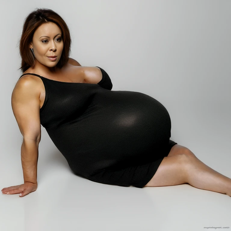 solo extremely pregnant Alyssa Milano full body alone