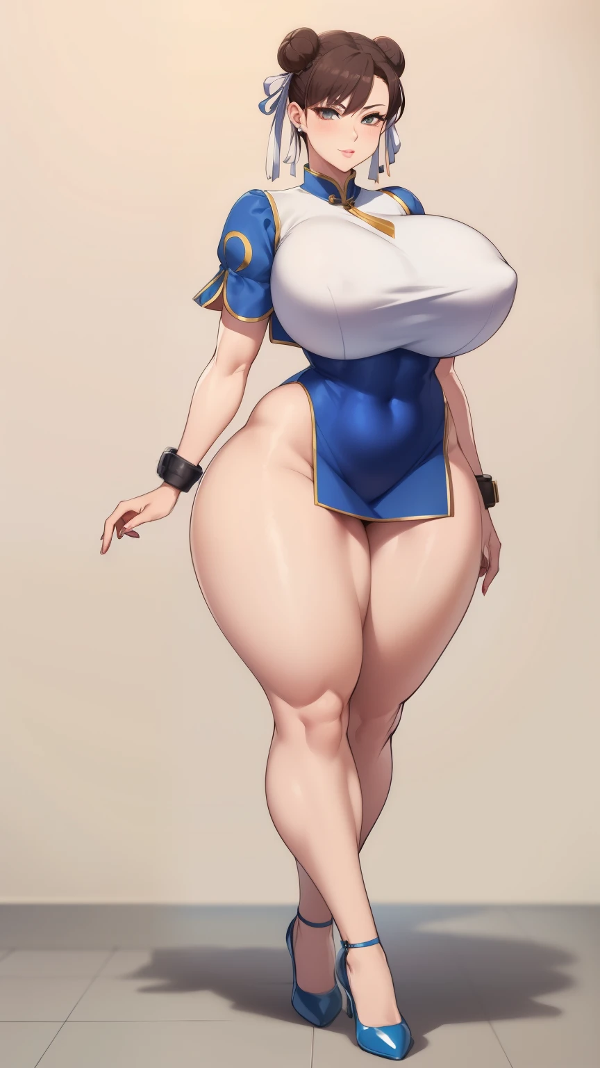Big Breasts, Big Hips, Full Body Shot, Mature mother, Voluptuous thighs, Full calf, Seductive mature woman, Perfect body, Plus Size Model, Sailor suit, Wearing high heels,Miniskirt uniform, Chunli,