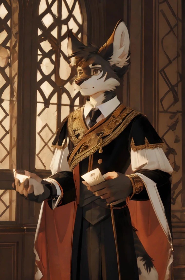 Ash, male, very tall boy, fur, furry, anthropology, Formal attire, big ear, Detailed hands, Five fingers, Set, Perfect anatomical structure