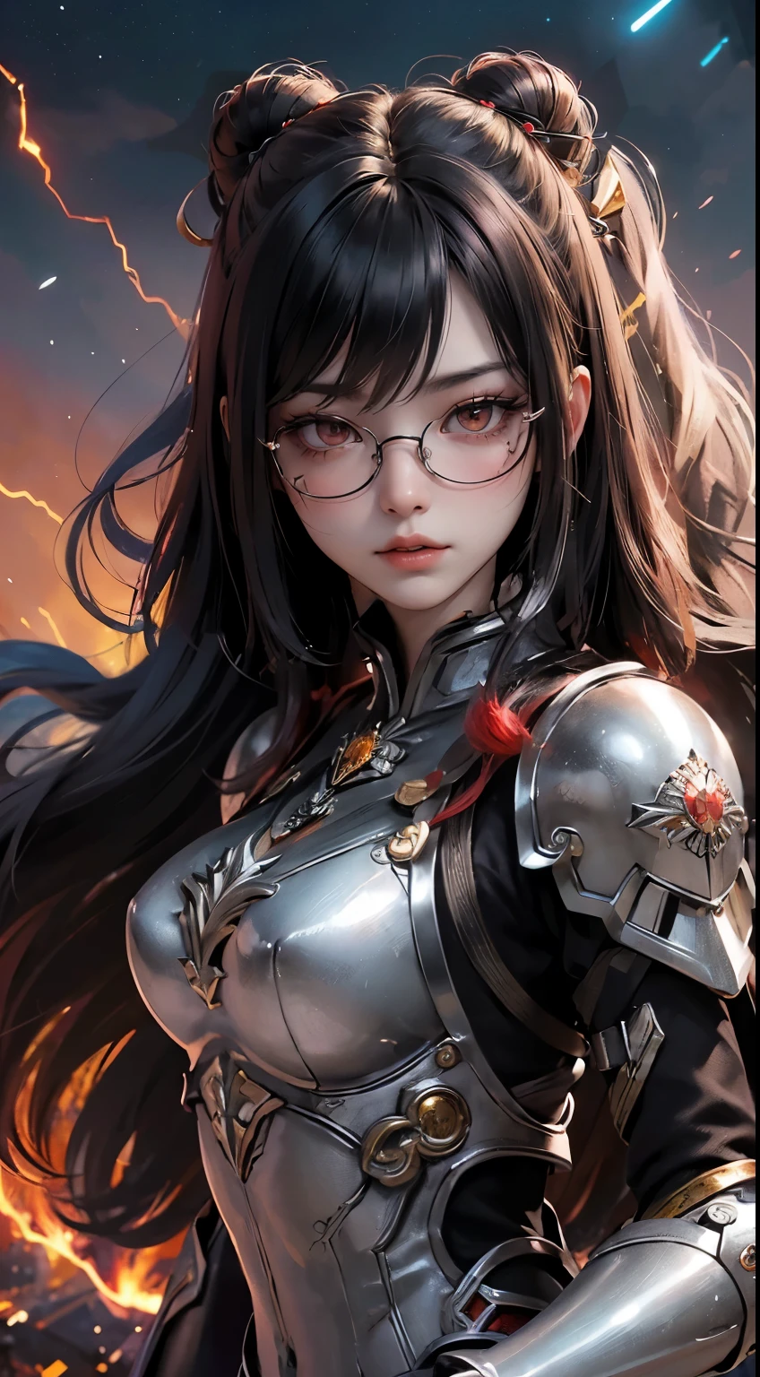 "(highest quality: 1.2), masterpiece, extremely detailed 8k uhd, ((Official Art)), CG, 1 Ultra-Detailed Goddess of War, A temple in the ruins of a ruined empire々Standing Up Together, (Dynamic posture: 1.3), Dense armor reveals the heart of the conflict, (Finer details), Shine光, Places with strong light, (armor of historical importance:1.2), Shine金属の鎧, (鎧にShine魔法のシンボル:1.3), (There was magic all around her.:1.3), Long black hair waving in the wind in every detail, Detailed Weapon Holding, (Sharp Sword, Shine:1.3), 決意とビジョンに満ち溢れたShine瞳, ((Silver Armor)), Ultra-detailed shield with a symbol of steadfastness, (intense expression:1.1), (After her, A new empire is soaring into the sky: 1.4), (Light is、Emphasize her domination and rebirth behind the scenes:1.4), (Fiery red flags fluttered:1.1), (The wind carries whispers of a new beginning:1.1), (wisdom and rebirth:1.2), (Strong stance:1.2), (Overwhelming Mystical Power:1.2), alone, (Shine汗:1.1), Gem Armor, (Silver and gold contrast:1.3), (The overall red color covers the scenery:1.4)"