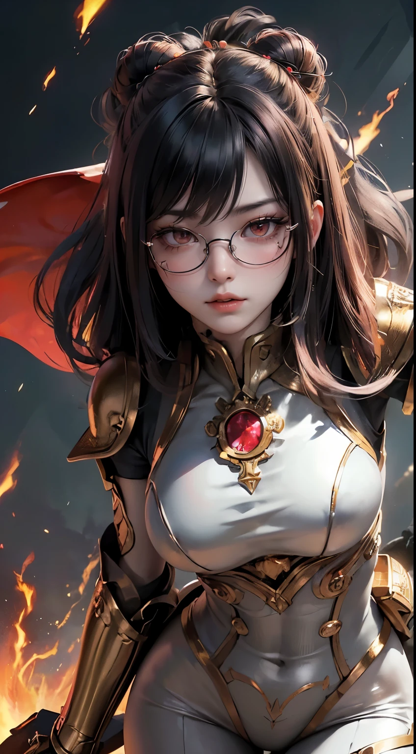 "(highest quality: 1.2), masterpiece, extremely detailed 8k uhd, ((Official Art)), CG, 1 Ultra-Detailed Goddess of War, A temple in the ruins of a ruined empire々Standing Up Together, (Dynamic posture: 1.3), Dense armor reveals the heart of the conflict, (Finer details), Shine光, Places with strong light, (armor of historical importance:1.2), Shine金属の鎧, (鎧にShine魔法のシンボル:1.3), (There was magic all around her.:1.3), Long black hair waving in the wind in every detail, Detailed Weapon Holding, (Sharp Sword, Shine:1.3), 決意とビジョンに満ち溢れたShine瞳, ((Silver Armor)), Ultra-detailed shield with a symbol of steadfastness, (intense expression:1.1), (After her, A new empire is soaring into the sky: 1.4), (Light is、Emphasize her domination and rebirth behind the scenes:1.4), (Fiery red flags fluttered:1.1), (The wind carries whispers of a new beginning:1.1), (wisdom and rebirth:1.2), (Strong stance:1.2), (Overwhelming Mystical Power:1.2), alone, (Shine汗:1.1), Gem Armor, (Silver and gold contrast:1.3), (The overall red color covers the scenery:1.4)"