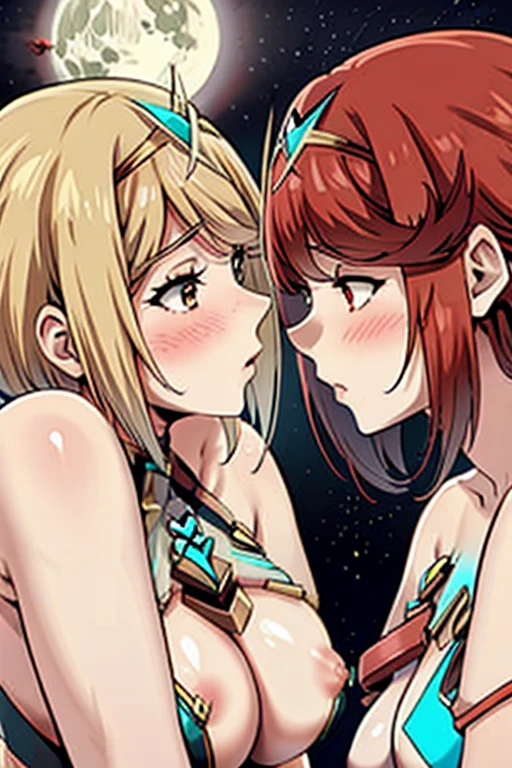 NSFW,Lesbian, 2girls,Homura（xenoblade2）,Hikari（xenoblade2）,Completely naked