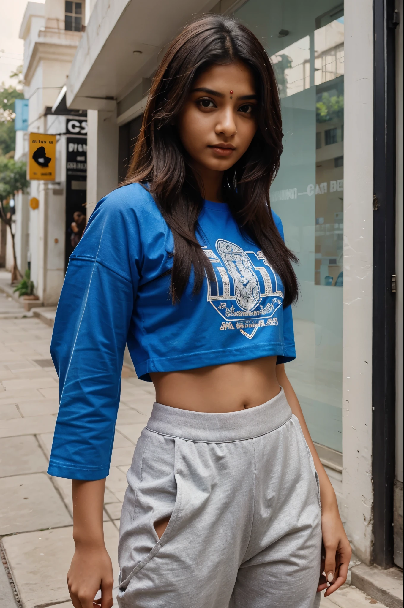 indian beautiful young girl modern stylish wearing t shirt and pant