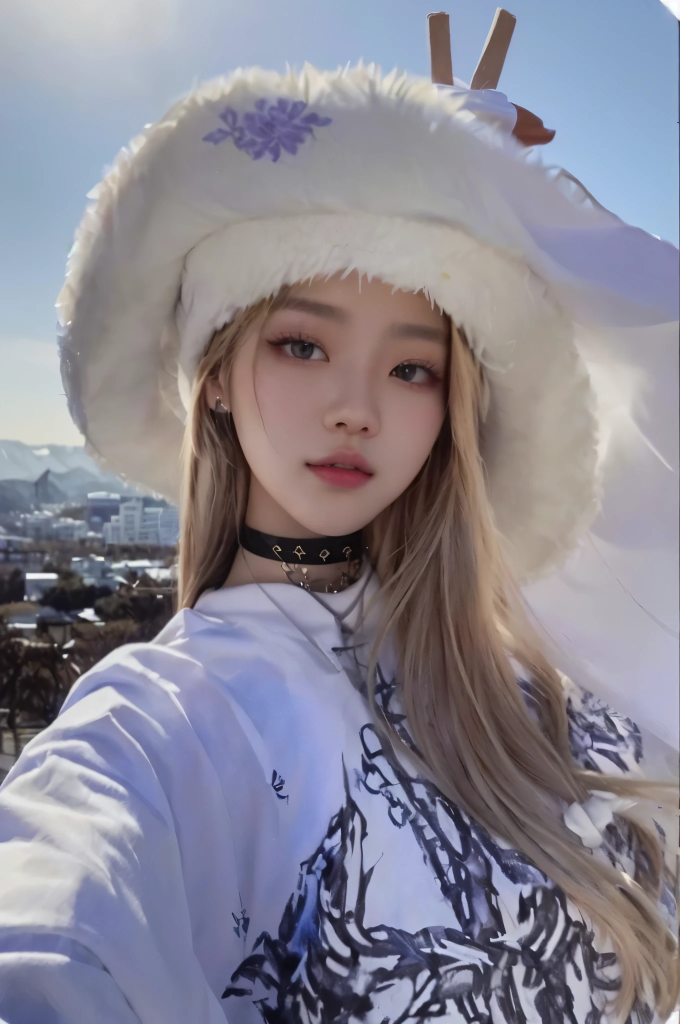 a close up of a person wearing a hat and a white shirt, roseanne park of blackpink, lalisa manobal, jossi of blackpink, portrait of jossi of blackpink, lalisa manoban of blackpink, ulzzang, blackpink jennie, profile pic, wearing a chocker and cute hat, cl, wan adorable korean face, sakimichan