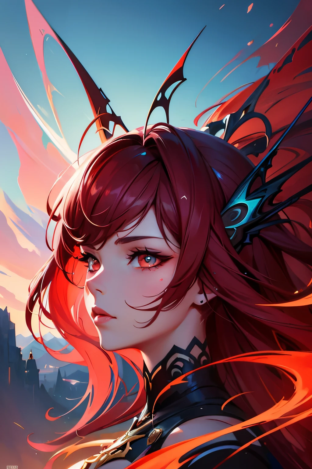 character, high resolution, digital art by loish + rossdraws + artgem + sandara, brush strokes, painterly, impressionist style, dorse, face, artistic, red color