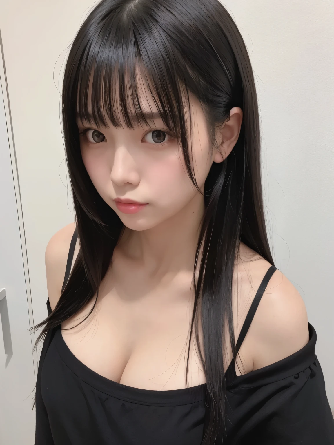 (highest quality, 8K, masterpiece ),12 year old junior high school student, bangs、black hair,big breasts、A chest that is about to burst、white shirt、tight mini skirt, Put the hem of the shirt in the skirt、super detailed face, double eyelid, Upper body、strong natural light、turn around and look at the viewer、(((NSFW, NAKED, NUDE)))