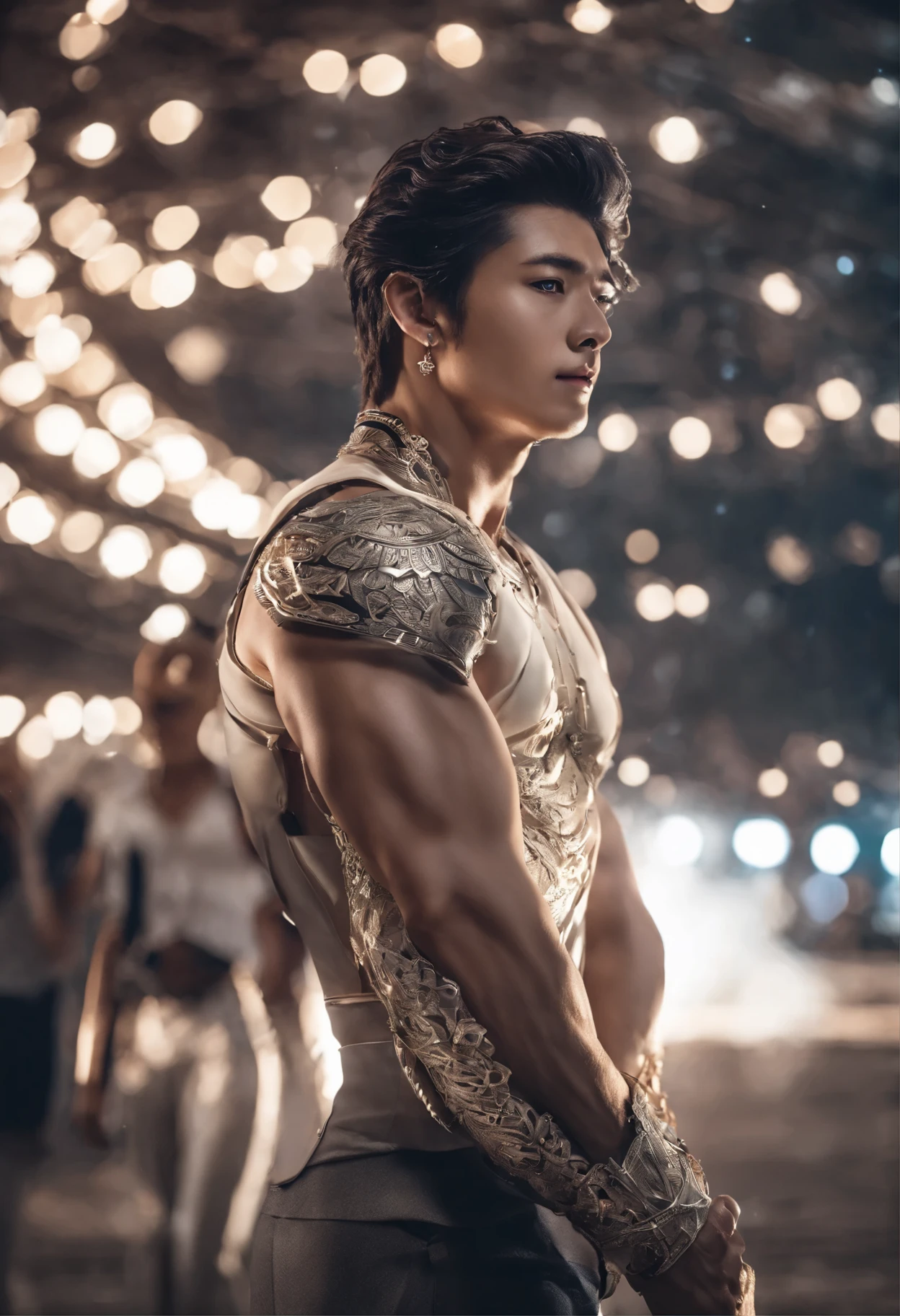 Chinese God, legend, China's Odyssey, handsome, blink, topless, muscle, Athlete's body, full frame, sexy, professional lighting, Hanfu costume, ancient chinese dress,to break out,Split your legs,chinese heaven background, Bulge under panties, Hanfu warrior, King Hanfu, Hanfu man, Hanfu Nobel, seduce, Sexual appeal,Separate your legs slightly.,Open the bottom,Long, large convex crotch,Not wearing underwear,big penis,big cock,long cock,Topless,in the palace.