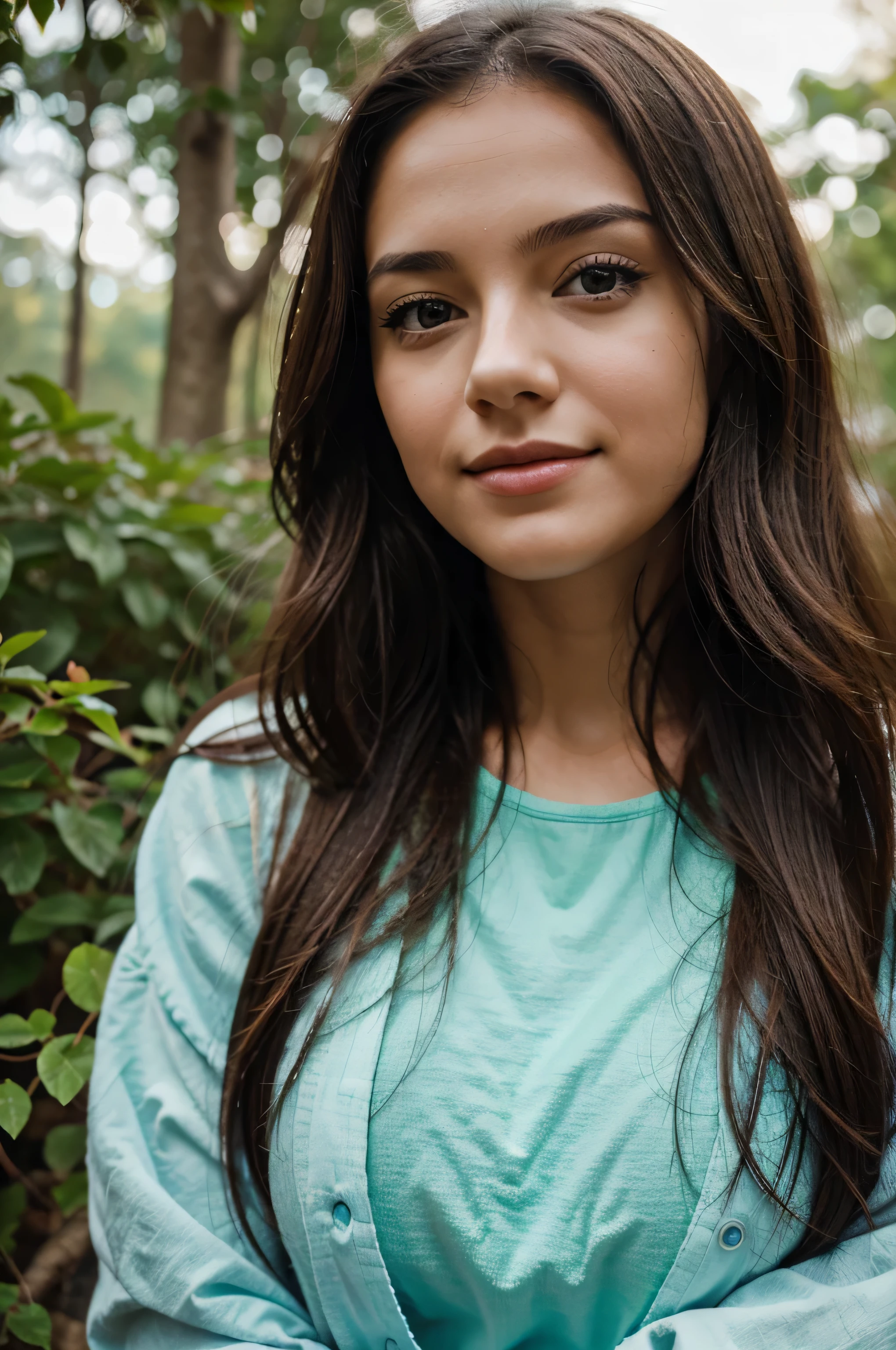 Generate a beautiful girl enjoying in nature