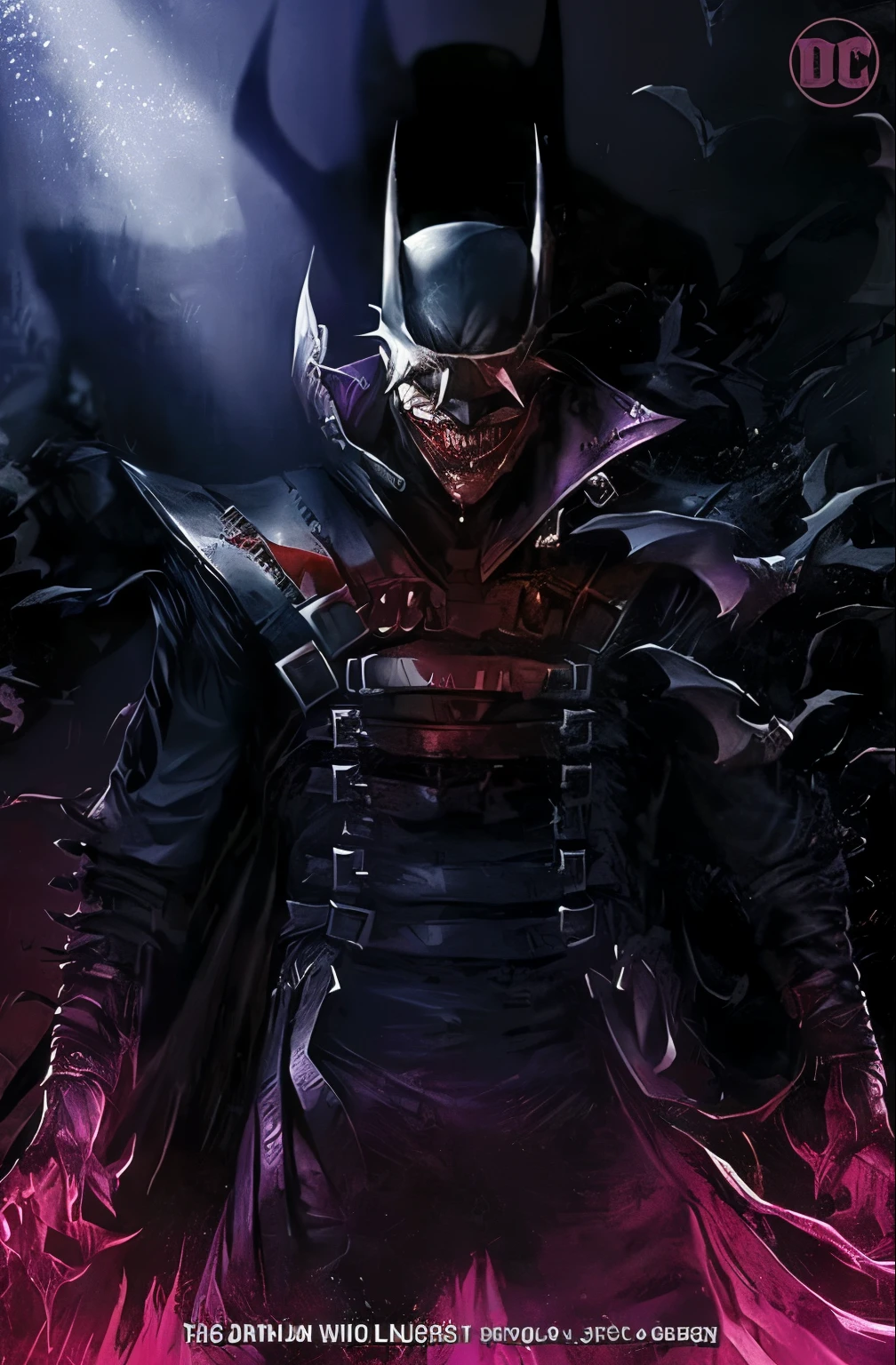 batman who laughs i never knew 1, the batman who laughs, joker wearing vader's armor suit, joker wearing vader's armor, lee bermejo, batman as the joker, portrait of professor sinister, the joker as batman, vampire lord, evil villain grin, guillem h. pongiluppi, neal adams | sinister, dark supervillain, evil villain