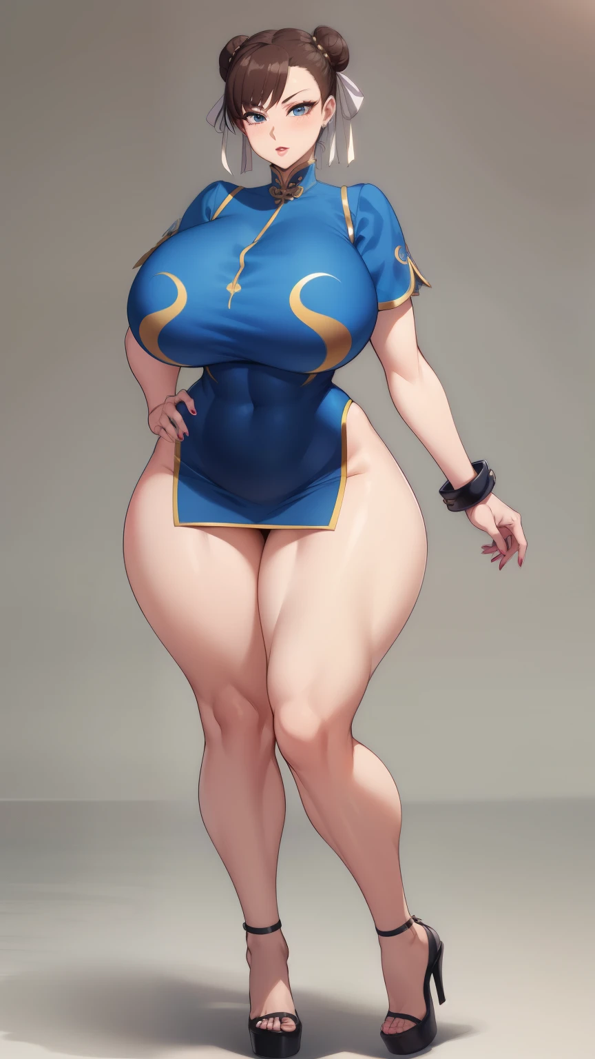 Big Breasts, Big Hips, Full Body Shot, Mature mother, Voluptuous thighs, Whole calf, Seductive mature woman, Perfect body, Plus Size Model, Sailor suit, Wearing high heels,Miniskirt Uniform, Chunli,