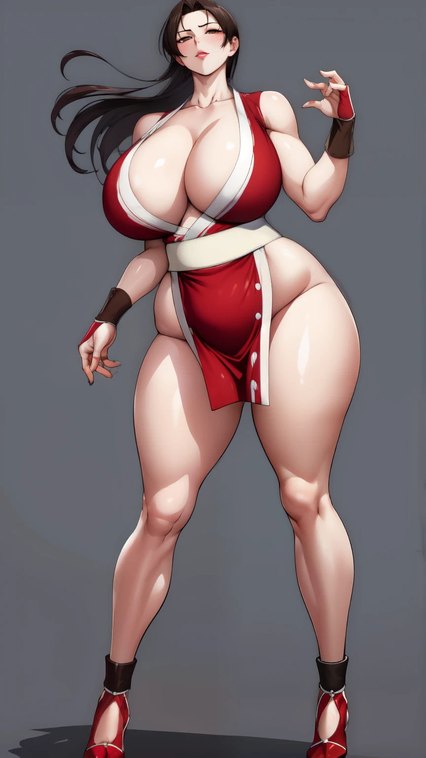 Big Breasts, Big Hips, Full Body Shot, Mature mother, Voluptuous thighs, Full calf, Seductive mature woman, Perfect body, Plus Size Model, Sailor suit, Wearing high heels,Miniskirt Uniform, mai shiranui, Plump body,