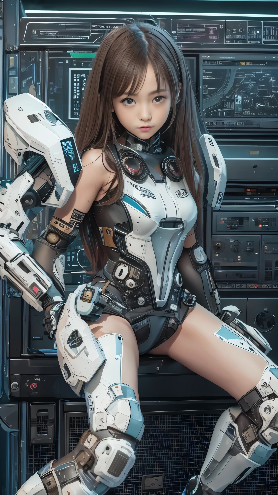 high quality, ​realistic masterpiece, two close friends, Beautiful tween girls, small skinny girls, cute girl face, cyberpunk, Wearing futuristic robotic tactical shear armor cyberpunk suit with cutouts showing abs, skinny athletic body showing legs, innocent, playful, Famous actresses of Japan, very beautiful face