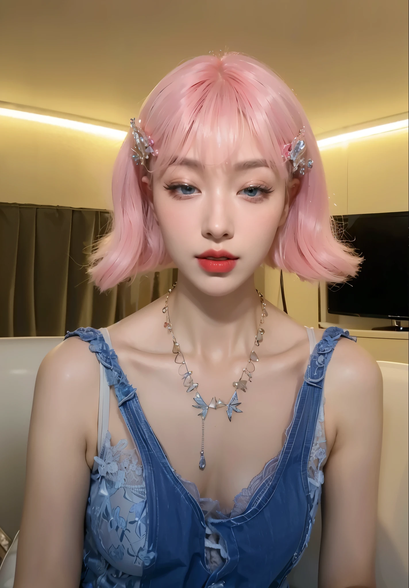 Game Art,Best image quality,Maximum resolution,8k,(A half-length photo),(portrait),(Head close-up),(Rule of Thirds),Unreal Engine 5 rendering works,20 year old girl,((Queen)),The eyes are very detailed,(Large Breasts),Elegant and noble,Movie Lighting,Ray Tracing,Game CG,((3D Unreal Engine)),OC rendering reflection mode,4K,Ultra-clear,Sensual,Translucent lace,Fair and plump figure,Pretty Face,Glossy Gel Coat,身着华贵礼服的Queen,Crystal Gem Crown,Necklace jewelry,blue eyes,The tattoo is very three-dimensional,Gorgeous and intricate tattoo designs,Ultra-clear portrait,Sexy thick lips(Red lipstick),sit on the chair,breasts symmetrical
