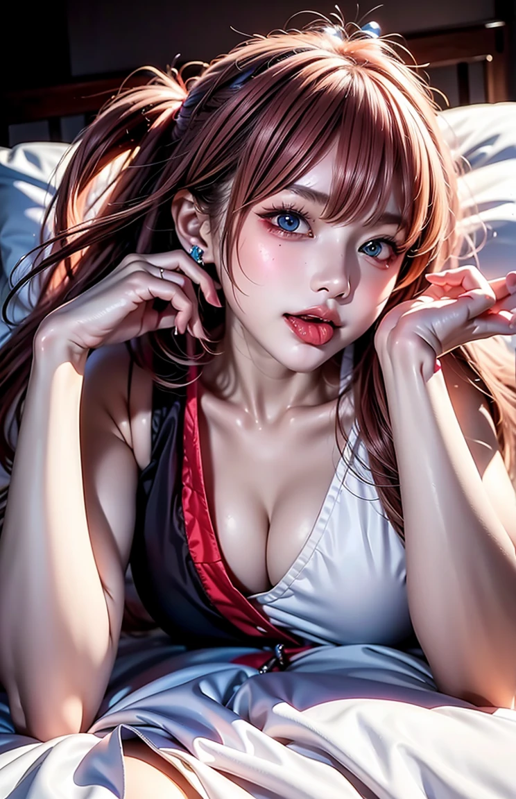 ((Browsing Caution:1.8)), ((Shot from directly above, Cowboy Shot, looking at the camera)), (((Lie on your back on the bed、sleep with legs apart:1.8))), 1 girl, 一人in, [dark blue and pink hair: blue and pink hair:0.2], cyber punk, high tech, in, Machinery Parts, looking at the audience, black eyes, Long Hair, Luminous Laser Women Super Tech Jumpsuit, cyber punk mechanical body parts, With tattoos, interior, Luminous Laser Earrings. High Contrast, night, black, [freckles:0.9], transparent rainbow reflecting, Long Hair, chest, The face of the most beautiful Korean woman with white skin, fascinating look, (Sexy pose: 1.5), (Underarm, Underarm), Eva, Complex background, Sony α6300, Very beautiful and gorgeous anime illustration, 映画的な視点in，(Relaxed pose: 1. 5), Eva, Complex background, Sony α6300, Very beautiful and gorgeous anime illustration with a cinematic perspective. (Seduce a man, Mischievous look:1.5), (Mischievous Smile:1.3), (tongue licking:1.4), ((足を開いたSexy pose:1.7)), ((chestに焦点を当てる)), ((大きなchest, chestの谷間))、((Lewd pose with legs spread:1.8)), (((正常位inSEX))), (((Surrender to joy:1.6))), (((Sperm splattering all over the body))), (((A woman raped by many guys)))