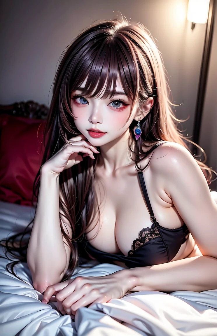 ((Shot from directly above, Long Shot, looking at the camera)), (((Lie on your back on the bed、sleep with legs apart:1.8))), 1 girl, 一人in, [dark blue and pink hair: blue and pink hair:0.2], cyber punk, high tech, in, Machinery Parts, looking at the audience, black eyes, Long Hair, Luminous Laser Women Super Tech Jumpsuit, cyber punk mechanical body parts, With tattoos, interior, Luminous Laser Earrings. High Contrast, night, black, [freckles:0.9], transparent rainbow reflecting, Long Hair, chest, The face of the most beautiful Korean woman with white skin, fascinating look, (Sexy pose: 1.5), (Underarm, Underarm), Eva, Complex background, Sony α6300, Very beautiful and gorgeous anime illustration, 映画的な視点in，(Relaxed pose: 1. 5), Eva, Complex background, Sony α6300, Very beautiful and gorgeous anime illustration with a cinematic perspective. (Seduce a man, Mischievous look:1.5), (Mischievous Smile:1.3), (tongue licking:1.4), ((足を開いたSexy pose:1.7)), ((chestに焦点を当てる)), ((大きなchest, chestの谷間))、((Lewd pose with legs spread:1.8)), (((正常位inSEX))), (((Surrender to joy:1.6))), (((Sperm splattering all over the body))), (((A woman raped by many guys)))