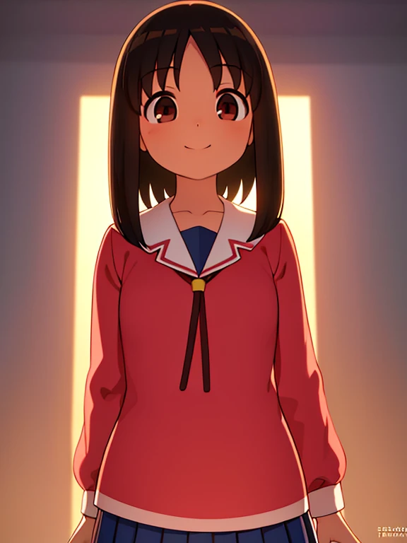 (Obra maestra, mejor calidad:1.2),illustration,8k,High Definition,1 chica,solo,tiro de vaquero, (((Obra maestra))),(((mejor calidad))),(((extremadamente detallado))), illustration, 1 chica, Azumanga Daioh, kasuga ayumu, Azumanga Daioh's , cuello marinero, , serafuku, sonrisa, Serafuku rosa, boca abierta solo, vivid color, Brillante, (By the chestnut),(Brown eyes), cuerpo completo, descalzo, volumetric lighting, ojos multicolores, ojos detallados, hiper detallado, light sonrisa, Muy detallado, hermoso, small details, ultra detallado, mejor calidad, intrincado, 4k, 8k, tendencia en artstation, buena anatomia, hermoso lighting, premiado, small breasts, al aire libre