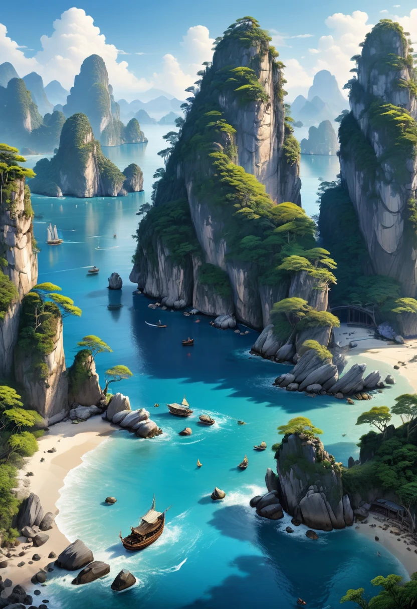 Blue Coast, (masterpiece, best quality, Professional, perfect composition, very aesthetic, absurdres, ultra-detailed, intricate details:1.3), by kuang hong