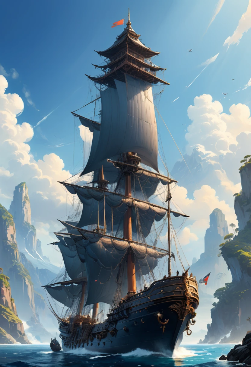 Blue Coast, (masterpiece, best quality, Professional, perfect composition, very aesthetic, absurdres, ultra-detailed, intricate details:1.3), by Sparth