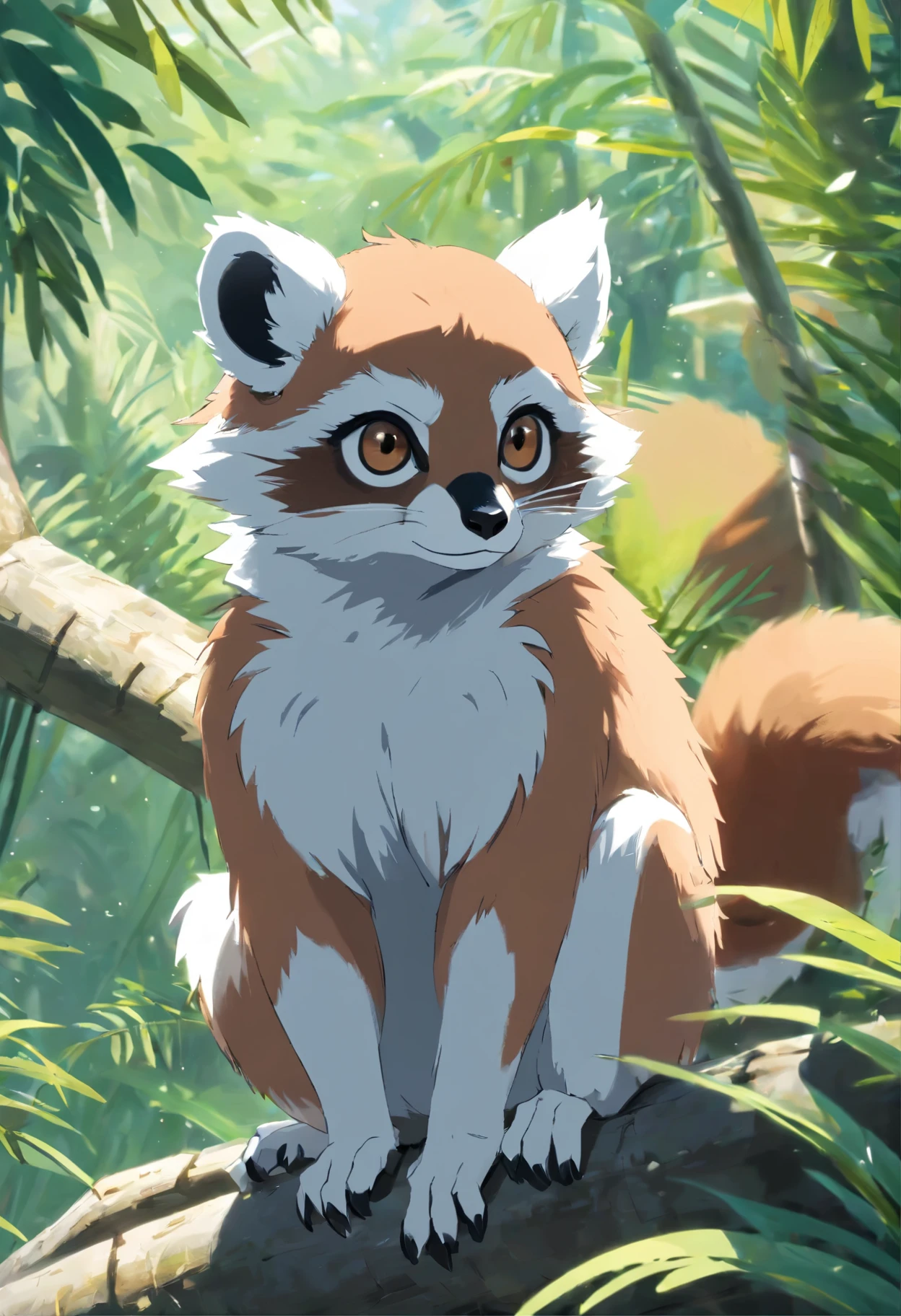 Create high-quality lemur images, fourrure blanche comme neige et noir , cheveux courts, Posture cool et digne, et debout. Utiliser une technologie avancée de macrophotographie、Highlights the intricate details of the lemur's intricate fur、Capturez des poses de marsupiaux classiques. Place the camera at the lemur's eye level , Notre objectif est de:、It's about establishing an intimate connection between the viewer and the subject. augmenter la texture et les contours du corps du lémurien ,, Improve your lighting. Catch a lemur in a relaxed way, Une posture équilibrée qui montre votre flexibilité et votre élégance, Profitez des moments naturels de mouvement、Essaie d'improve the clarity of the'image. Cela donnera un joli, Detailed digital art of cute et debout anime, Realistic anime-style visuals, Convient aux fonds d'screen'4K animated art. fourrure blanche et noir , yeux bleu, un peu d'encombrement