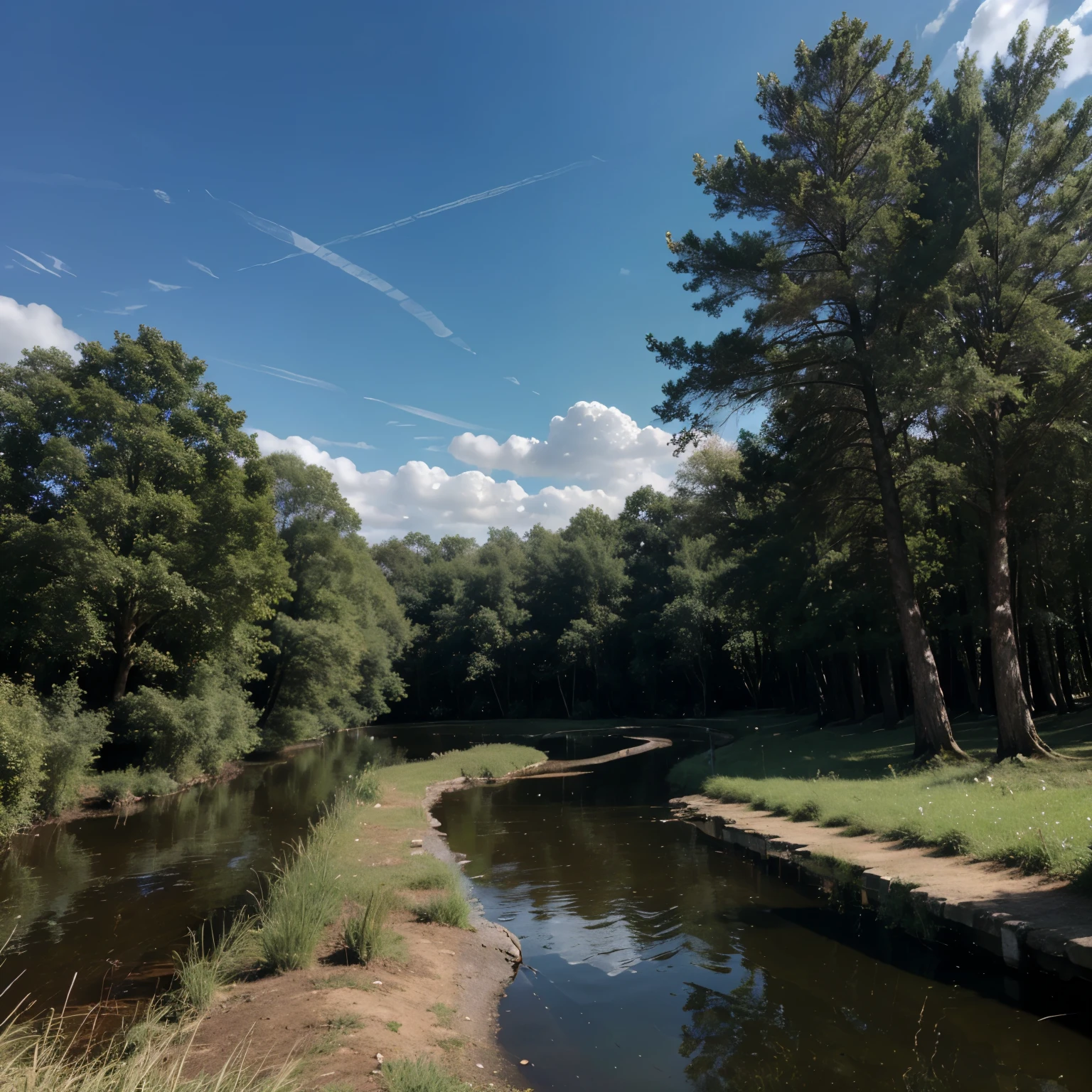 A landscape full of trees, water care and co2 emission