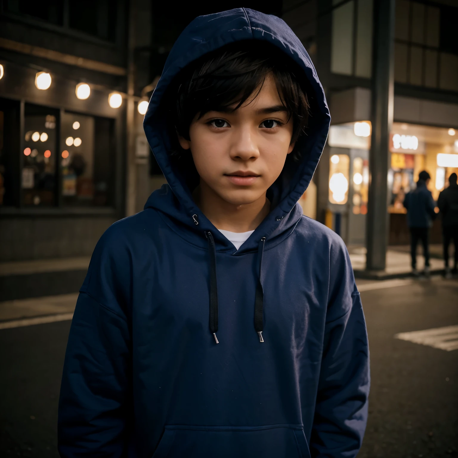 A boy wearing hoddie create anime images of
