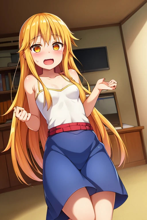 ((highest quality)), ((masterpiece)), (be familiar with), Perfect Face, indoor, Bedroom, Watching the audience,
One woman, Thor,
Open Mouth, Ecstatic expression, blush, smile,
Small breasts, Flat Chest, Young Girl, , , Girl,
Long Hair, Golden Hair, Orange eyes, Long Hair,
Leg spread,