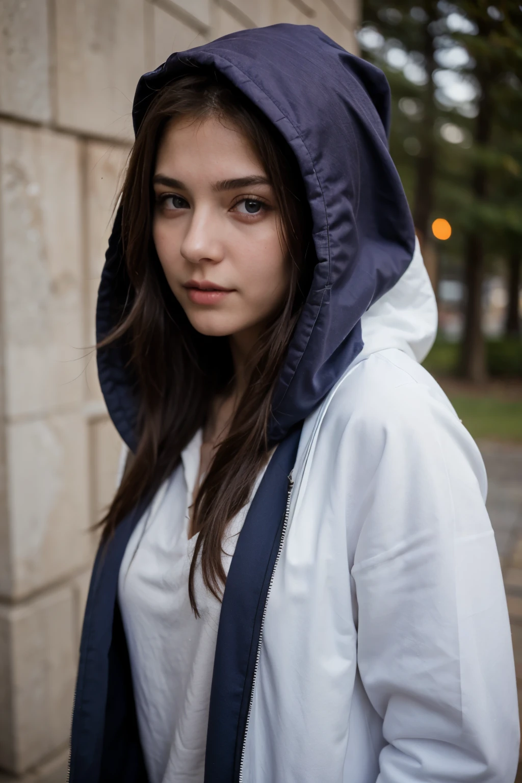 ((best quality)), ((masterpiece)), (detailed), 18 year old girl, purple eyes, long hrai, perfect face, hooded cloak