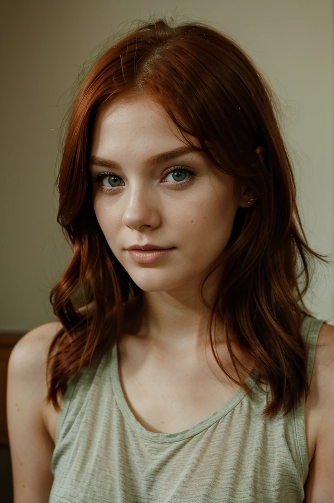 Young girl 24 years old,Red hair, green eyes 