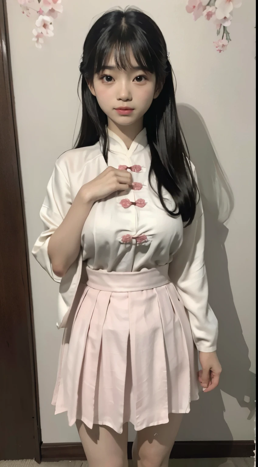 Pink fluid clothes，ar old，Chinese big breasts，Pink Long Hair