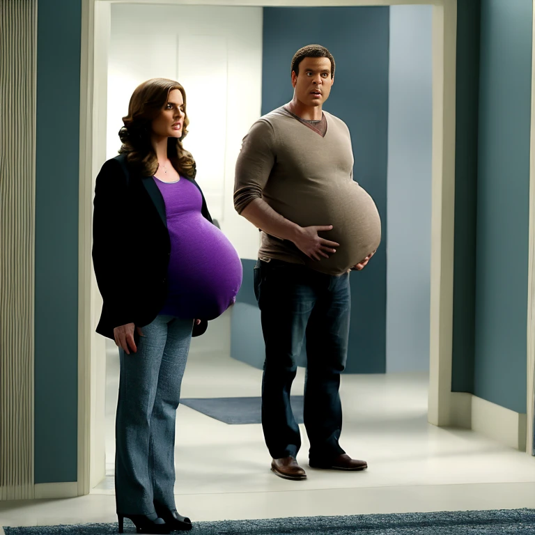 solo extremely pregnant Emily Deschanel full body alone