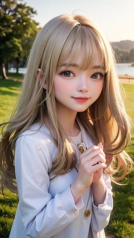 (highest quality, masterpiece), One girl, Pause, particle, Wind, flower, Upper Body, Simple Background, View your viewers, blonde, Milky Way,smile、long hair