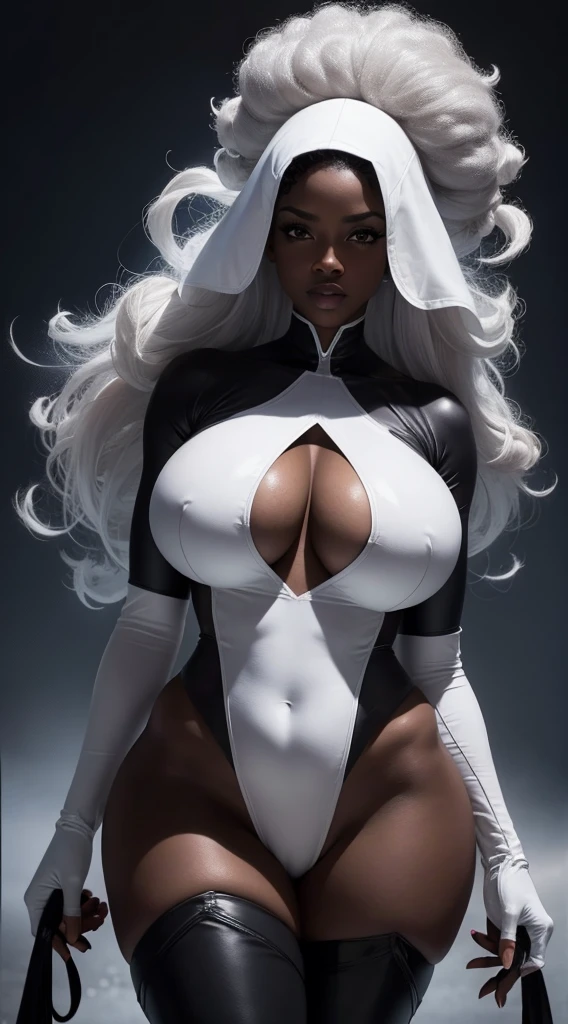 mulher afro-americana, voluptuoso, bunda grande, corpo todo, chupando vibrador preto, sexual facial expression, white superhero costume, (sexy com body), (white superhero cosplay), romantic background, Ultra HD, 32K, 8k, ((cabelo liso)), pele escura, pingando, corpo molhado, (chubby:1.2), (huge breasts:1.3),
