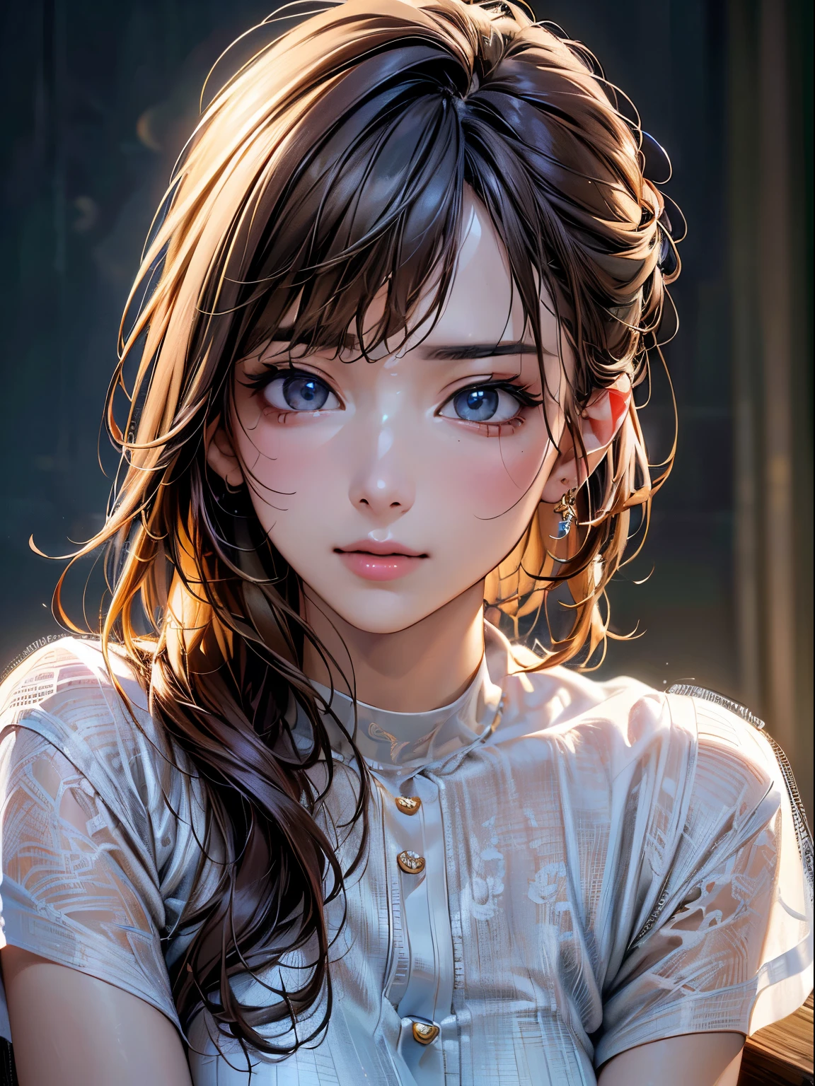 ((highest quality)),(超A high resolution),(Very detailed),(Detailed Description),((The best CG)),(masterpiece),super precision art、(highest quality、8k、32k、masterpiece)、(Realistic)、(Realistic:1.2)、(High resolution)、Very detailed、Very beautiful face and eyes、1 female、((Narrow eyes、Droopy eyes:1.4、Fine grain))、Tight waist、Delicate body、(highest quality、Attention to detail、Rich skin detail)、(highest quality、8k、Oil paint:1.2)、Very detailed、(Realistic、Realistic:1.37)、Bright colors