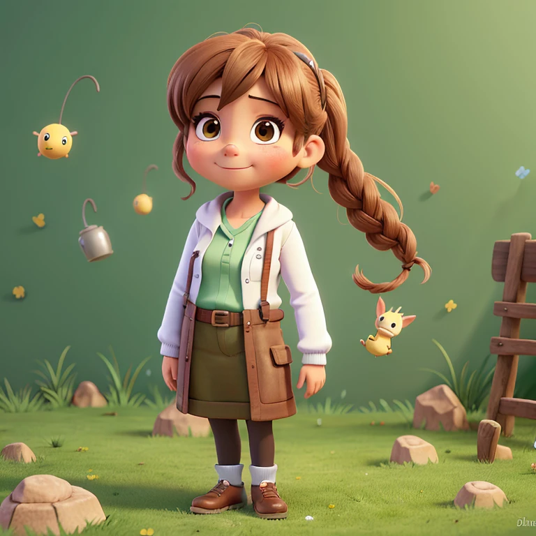 3D model, native american girl, Ginger head, is sitting, Tenderness