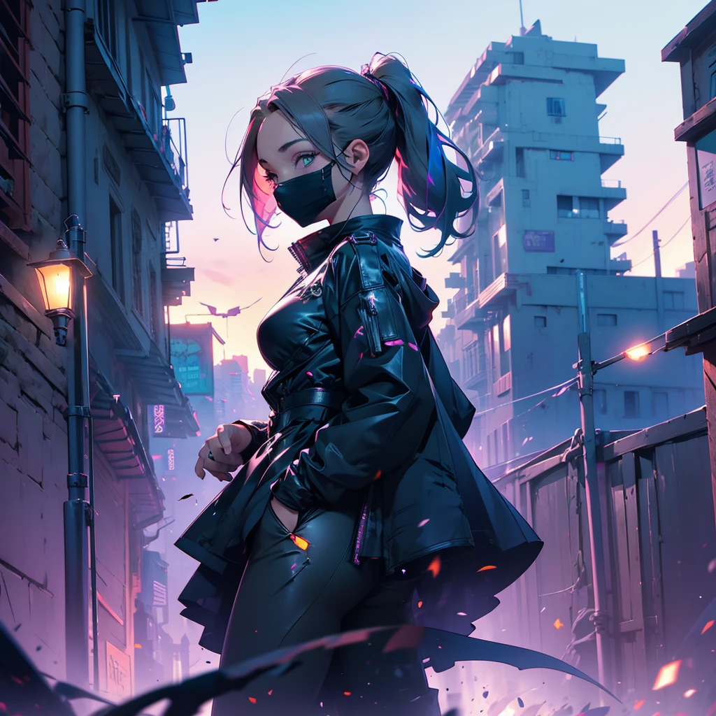 (best quality,4k,highres:1.2),ultra-detailed,realistic,ninja,female,sexy,cityscape,night,stealthy,sneaking,hidden,weaponry,leather outfit,masked face,confident,agile,athletic,mysterious,shadows,dark alleyways,hiding in plain sight,ready to strike,cat-like reflexes,sharp weapons,assassin,dangerous,breathtakingly beautiful,silhouettes,movement,urban landscapes,moonlit sky,intense gaze,vibrant colors,neon lights