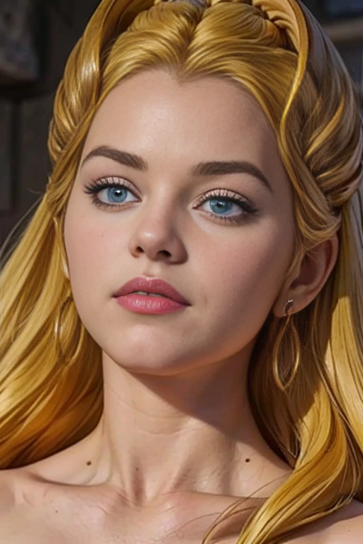 score_9, score_8_up, score_7_up, score_6_up, score_5_up, 1girl, She-Ra, Game of Thrones, tight white dress, cleavage, blonde hair, blue eyes, (insanely detailed, beautiful detailed face, masterpiece, best quality) 