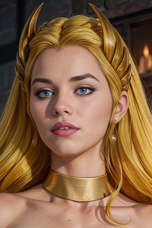 score_9, score_8_up, score_7_up, score_6_up, score_5_up, 1girl, She-Ra, Game of Thrones, tight white dress, cleavage, blonde hair, blue eyes, (insanely detailed, beautiful detailed face, masterpiece, best quality) 