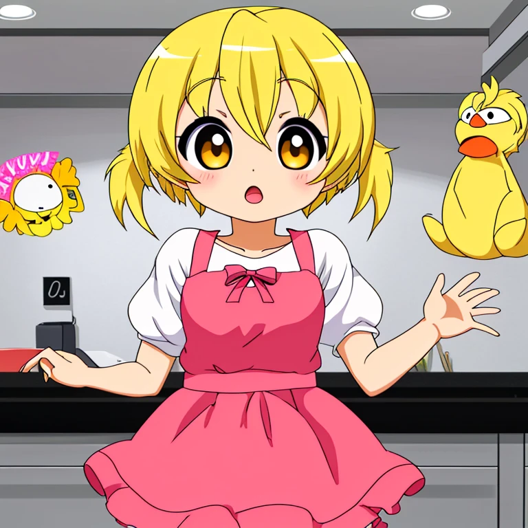 nyannyan, 1girl, multicolored hair, brown eyes, gold hair, short hair. 1girl,masterpiece, expensive quality, very_expensive_solve, big_file size, full color,(completely nude:1.2),pussy,niplles,(chibi),(pregnant:0.8),cum drip,