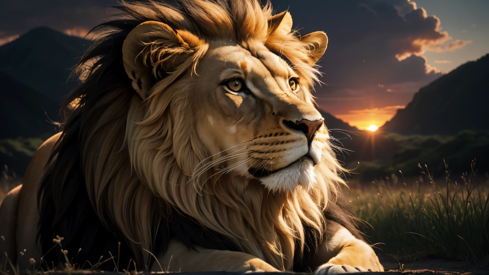 Lion, Divine Lion, naturais, Natureza, Natureza, Linda, renderizado, fotorrealista, UltraHD, 4k, texturasdetalhadas, thunders, sombras detalhadas, cores detalhadas, por do sol, sol se pondo, Sunset, Natureza Linda, Great Divine, por do sol, contraste detalhado, contraste realista, high resolution, cores detalhadas, fogo, eletricidade, divina criatura, 8k, Detailed Realistic, 16K, 8K, HD, contraste detalhado, contraste realista, high resolution, cores detalhadas, fogo, eletricidade, divina criatura, 8k, Detailed Realistic, Elegante,