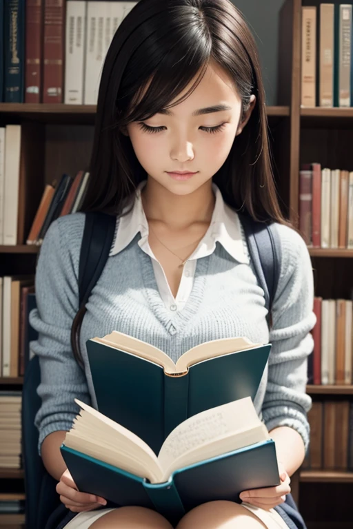 a beautiful student reading