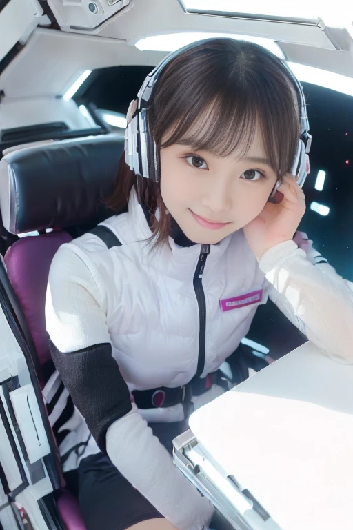 ((NSFW: 1.4)), (acrobatic pose):10,((Detailed face, Professional photography)), ((NSFW, zettai ryouiki, 1 girl)), Ultra-high resolution, (Realistic: 1.4), RAW Photos, highest quality, (PhotoRealistic Stick), concentrated, Soft Light, ((30 years old)), ((Japanese)), (( (Young Face))), (surface), (Depth of written boundary), masterpiece, (Realistic),(inside ISS):3, woman, ,astrovest:2,headphone:2,smartwatch,,bangs, ((1 girl)),(black sleeves):2,(black tights):2,inside spacestation,inside spacecraft,,zero gravity,smile,open leg,blush:1.5,hidden hands,neotech