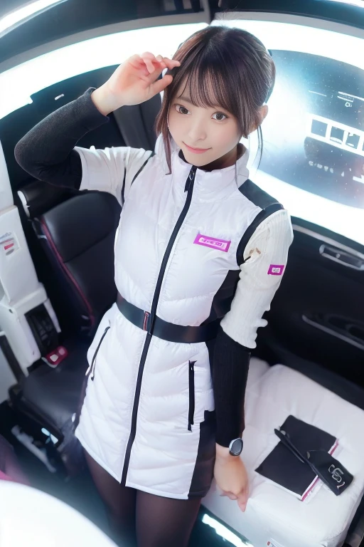 ((NSFW: 1.4)), (acrobatic pose):10,((Detailed face, Professional photography)), ((NSFW, zettai ryouiki, 1 girl)), Ultra-high resolution, (Realistic: 1.4), RAW Photos, highest quality, (PhotoRealistic Stick), concentrated, Soft Light, ((30 years old)), ((Japanese)), (( (Young Face))), (surface), (Depth of written boundary), masterpiece, (Realistic),(inside ISS):3, woman, ,astrovest:2,headphone:2,smartwatch,,bangs, ((1 girl)),(black sleeves):2,(black tights):2,inside spacestation,inside spacecraft,,zero gravity,smile,open leg,blush:1.5,hidden hands,neotech
