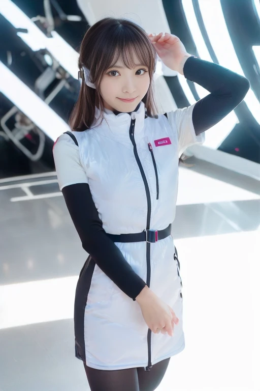 ((NSFW: 1.4)), (acrobatic pose):10,((Detailed face, Professional photography)), ((NSFW, zettai ryouiki, 1 girl)), Ultra-high resolution, (Realistic: 1.4), RAW Photos, highest quality, (PhotoRealistic Stick), concentrated, Soft Light, ((30 years old)), ((Japanese)), (( (Young Face))), (surface), (Depth of written boundary), masterpiece, (Realistic),(inside ISS):3, woman, ,astrovest:2,headphone:2,smartwatch,,bangs, ((1 girl)),(black sleeves):2,(black tights):2,inside spacestation,inside spacecraft,,zero gravity,smile,open leg,blush:1.5,hidden hands,neotech