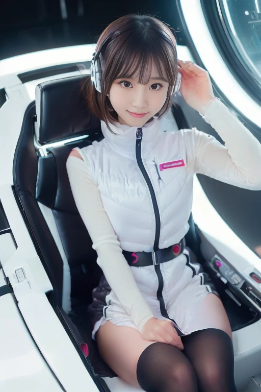 ((NSFW: 1.4)), (acrobatic pose):10,((Detailed face, Professional photography)), ((NSFW, zettai ryouiki, 1 girl)), Ultra-high resolution, (Realistic: 1.4), RAW Photos, highest quality, (PhotoRealistic Stick), concentrated, Soft Light, ((30 years old)), ((Japanese)), (( (Young Face))), (surface), (Depth of written boundary), masterpiece, (Realistic),(inside ISS):3, woman, ,astrovest:2,headphone:2,smartwatch,,bangs, ((1 girl)),(black sleeves):2,(black tights):2,inside spacestation,inside spacecraft,,zero gravity,smile,open leg,blush:1.5,hidden hands,neotech