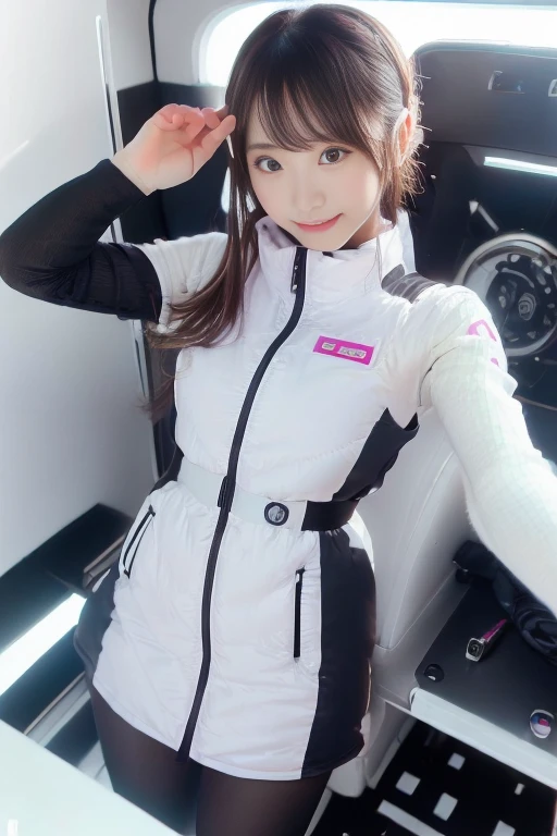 ((NSFW: 1.4)), (acrobatic pose):10,((Detailed face, Professional photography)), ((NSFW, zettai ryouiki, 1 girl)), Ultra-high resolution, (Realistic: 1.4), RAW Photos, highest quality, (PhotoRealistic Stick), concentrated, Soft Light, ((30 years old)), ((Japanese)), (( (Young Face))), (surface), (Depth of written boundary), masterpiece, (Realistic),(inside ISS):3, woman, ,astrovest:2,headphone:2,smartwatch,,bangs, ((1 girl)),(black sleeves):2,(black tights):2,inside spacestation,inside spacecraft,,zero gravity,smile,open leg,blush:1.5,hidden hands,neotech