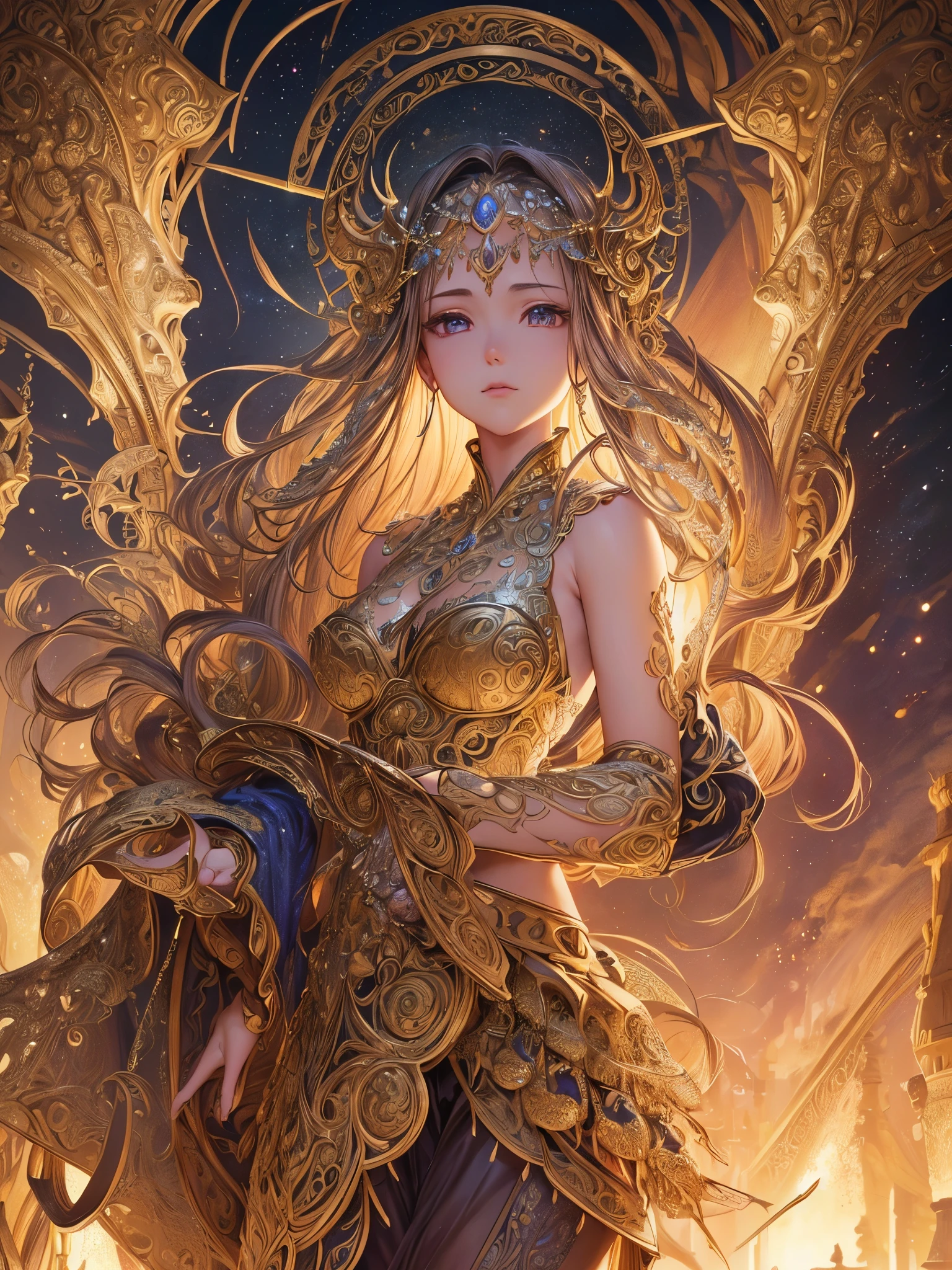 ((highest quality)),(Ultra-high resolution),(Very detailed),(Detailed Description),((The best CG)),(A masterpiece),Ultra-precise art,amazing drawing art,(Fantasy art with intricate detail:1.5), Shining constellations, Wandering with sin engraved in my mind